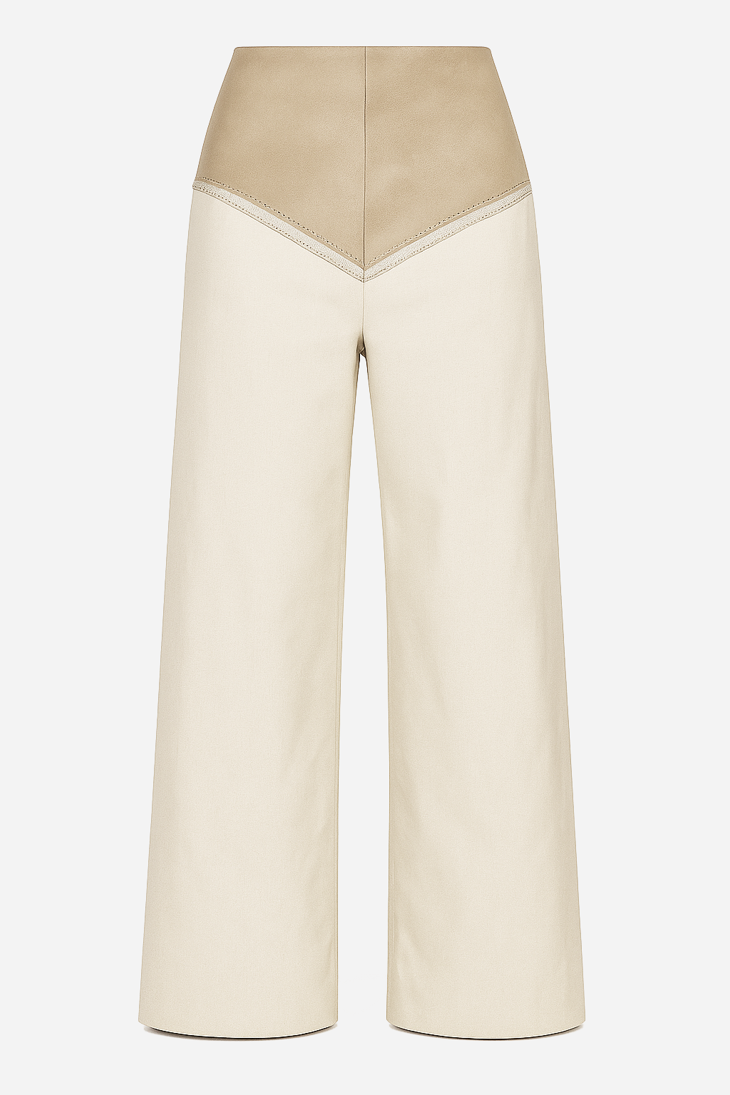 High-Waisted Panel Trousers – Soft Sand Beige
