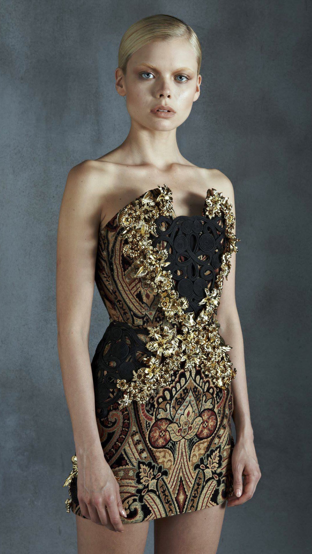 Strapless Mini Jacquard Dress