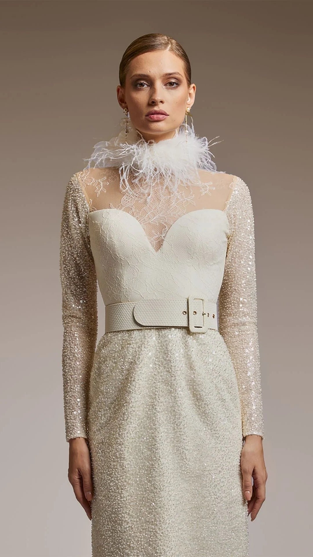 Long-Sleeved Sequin Midi Dress