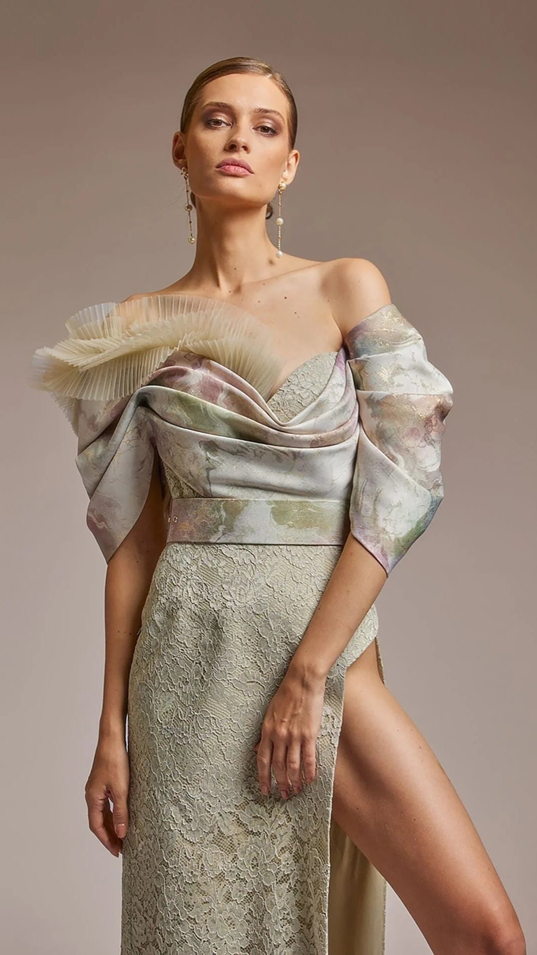 Off-The-shoulder Dress with Puffy Sleeves
