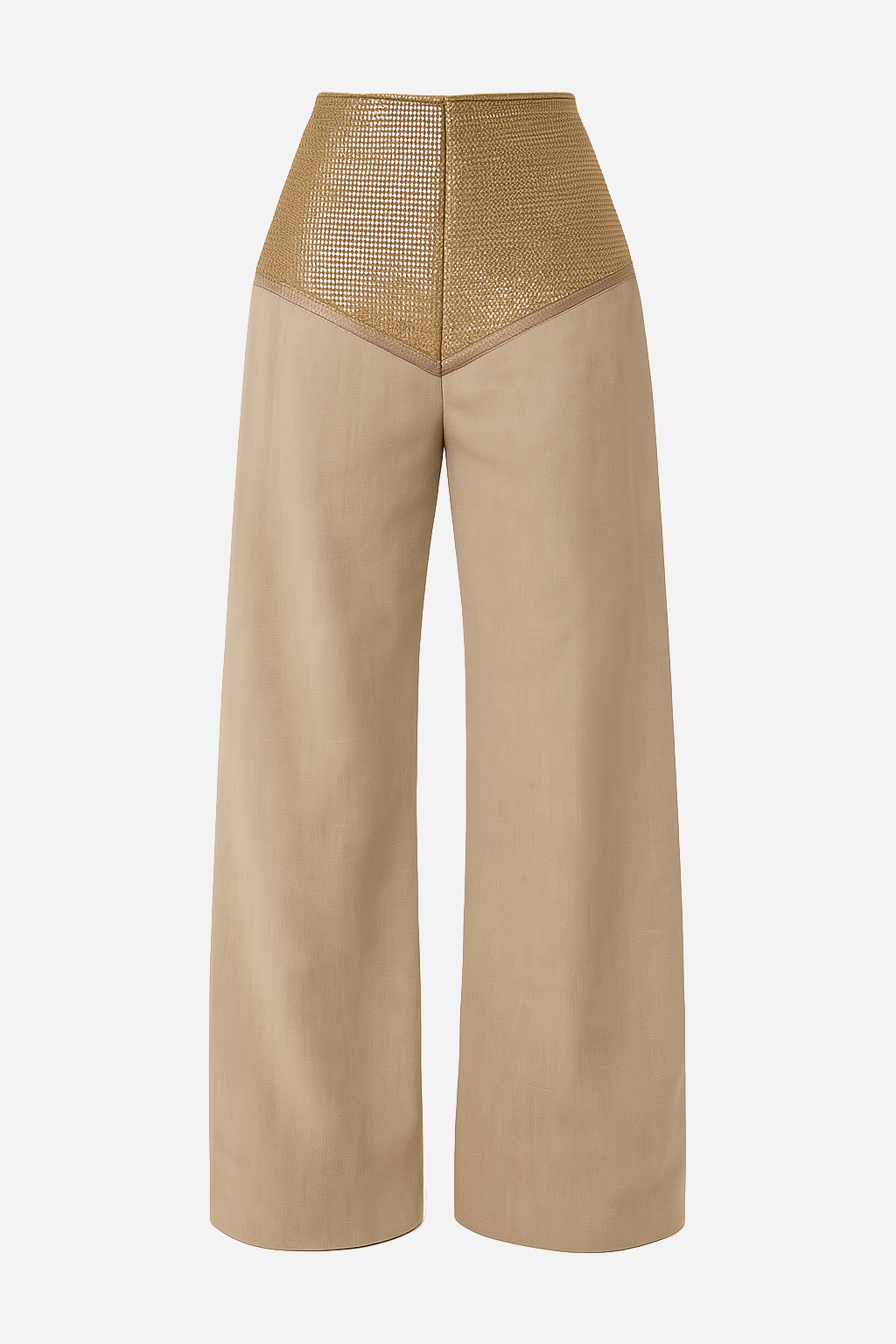 High-Waisted Panel Trousers – Rose Gold
