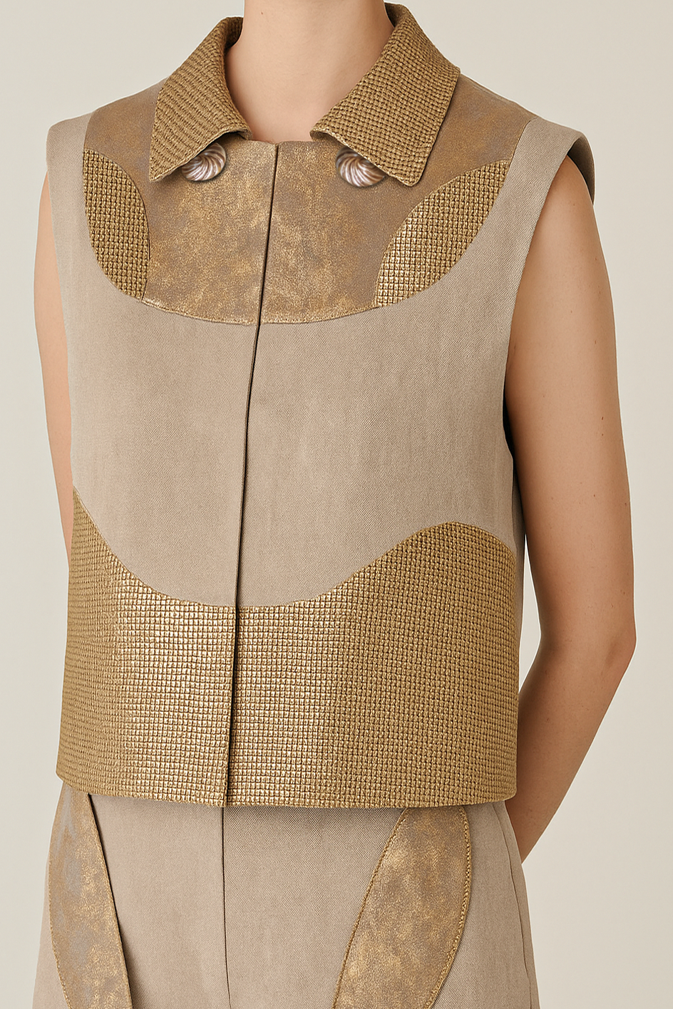 Structured Panel Gilet – Rose Gold Edition