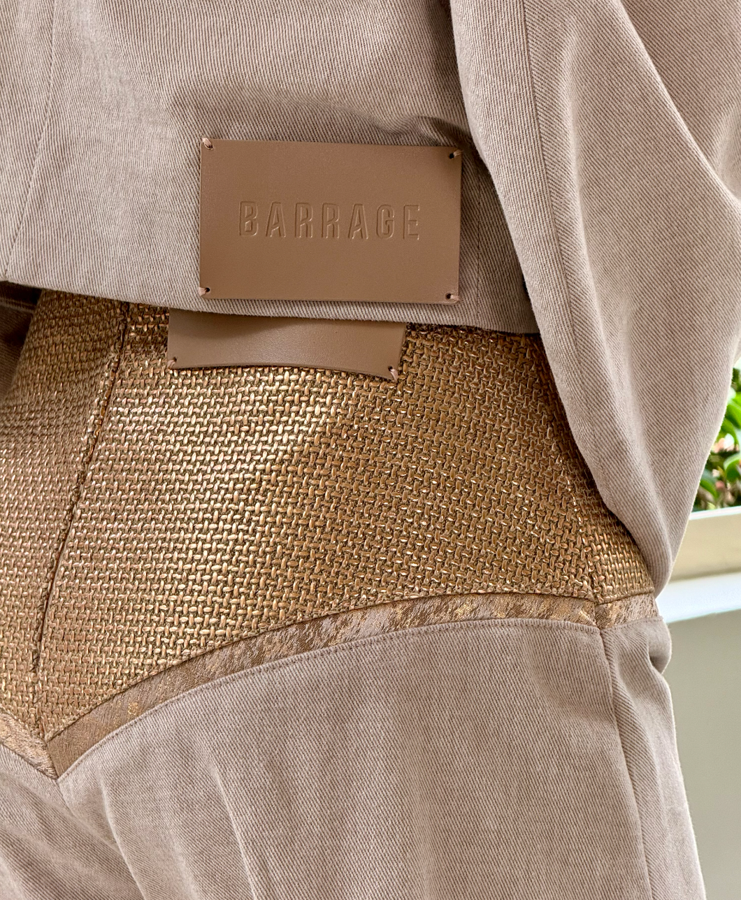 High-Waisted Panel Trousers – Rose Gold