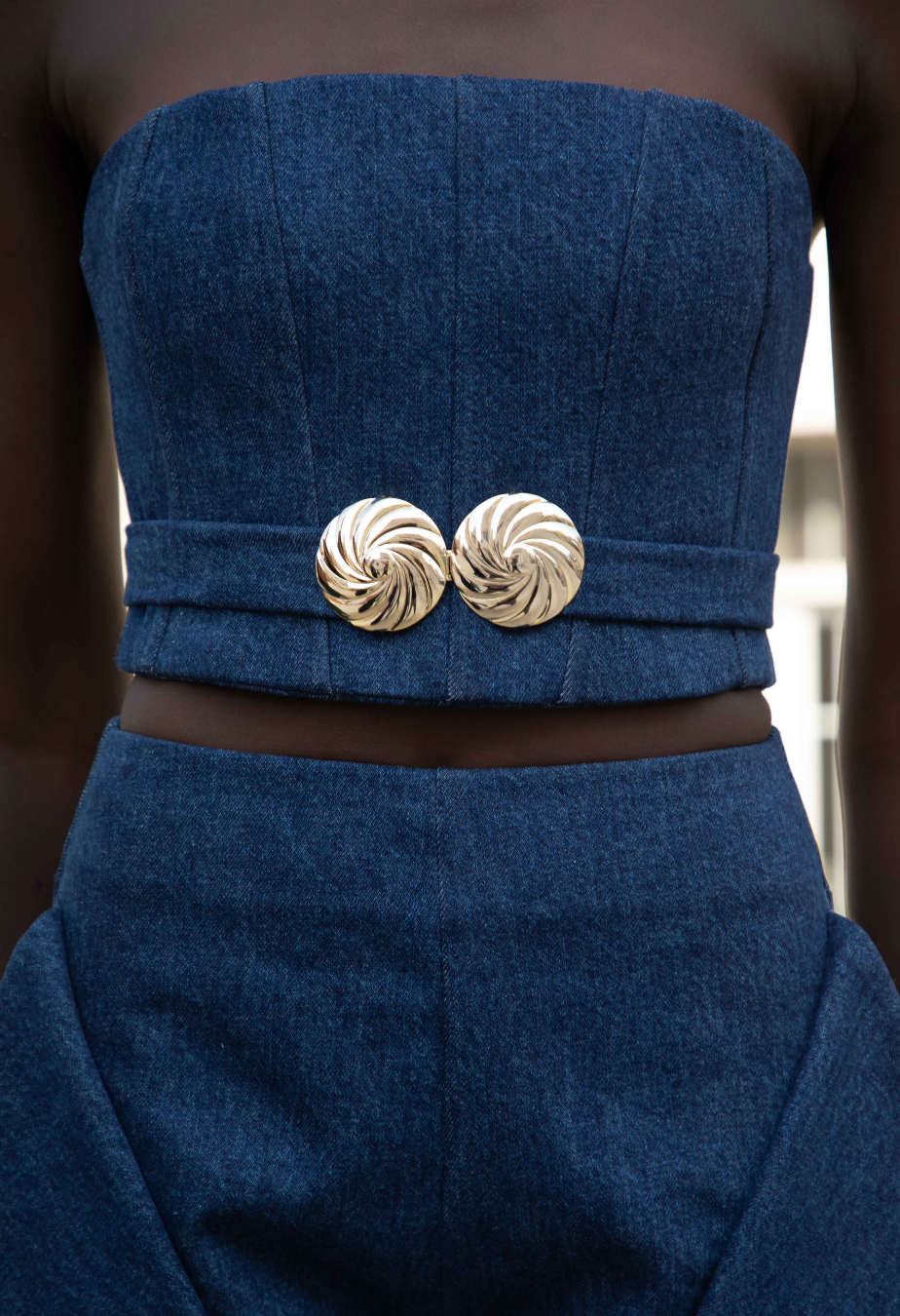 Sculpted Corset Top – Indigo Denim